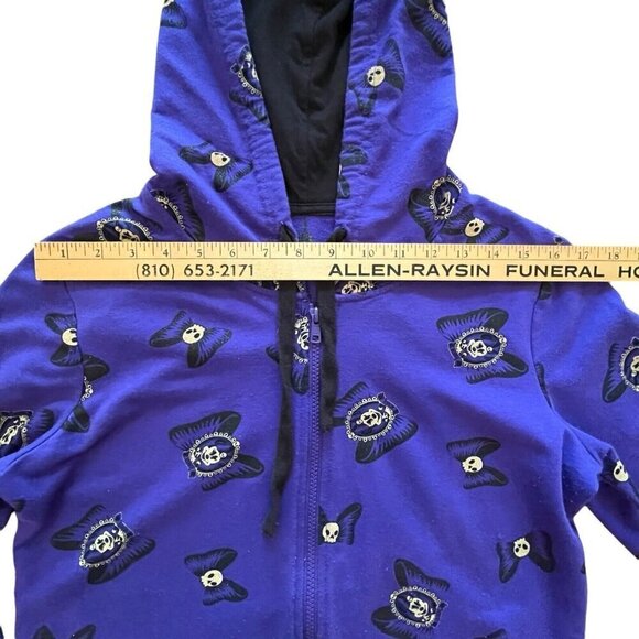 Disney Parks Womens M Hoodie Jacket Purple Minnie Mouse Haunted Mansion Bows - Picture 12 of 15